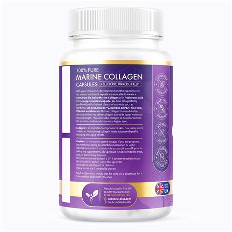 High Strength Marine Collagen Tablets - Skin, Hair, Nails & Joints - Fortified with Hyaluronic ...