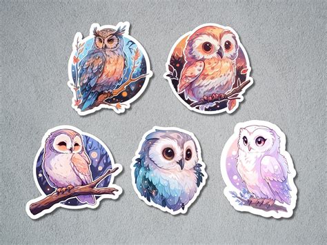 Cute Owl Stickers Owl Sticker Set Animal Sticker Forest - Etsy