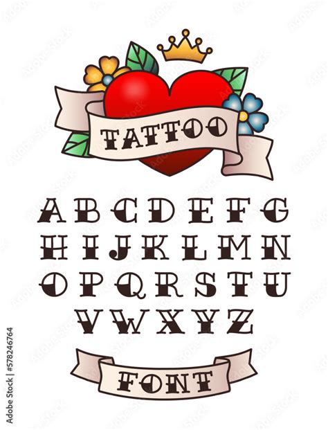 Old school tattoo font. American traditional lettering, hand drawn ...