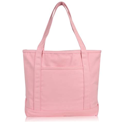 DALIX 20" Solid Color Cotton Canvas Shopping Tote Bag in Light Pink - Walmart.com