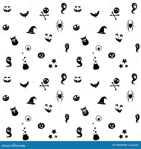 Illustration Black White Seamless Background Abstract Pattern Halloween ...