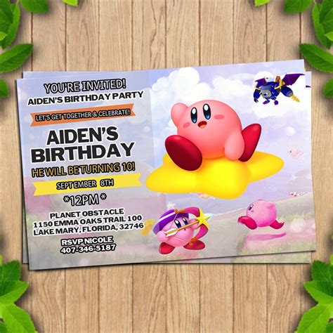 Kirby Invitation, Kirby Birthday Invitation, Kirby Birthday Party ...