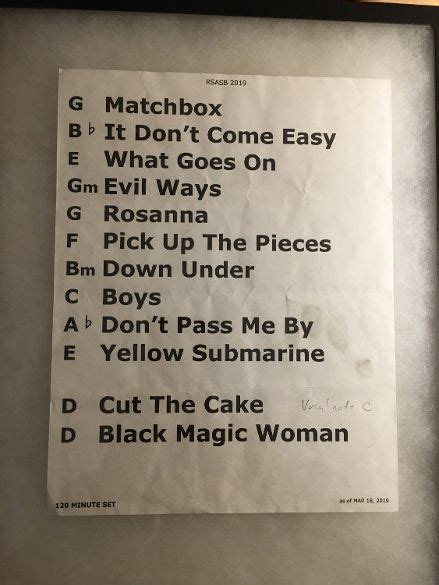 Ringo Starr used concert setlist-2019 | Collectors Weekly