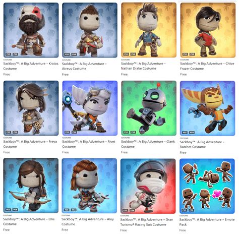 Sackboy: A Big Adventure has a whole bunch of free costume add-ons on the store. These include ...