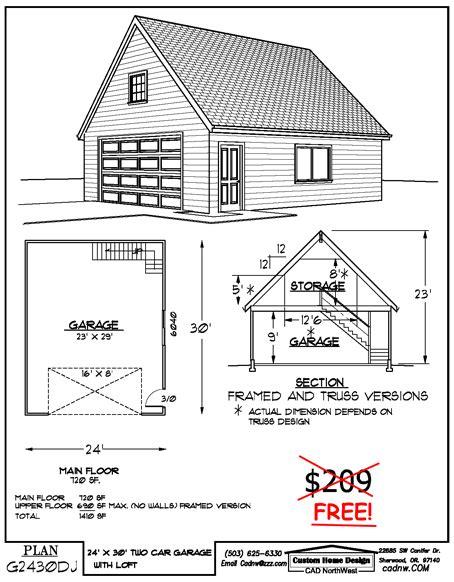 Free garage plans 24 x 30