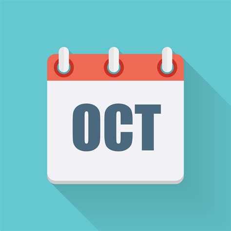 October Dates Flat Icon with Long Shadow. Vector Illustration 2862574 ...