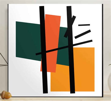 Squares and rectangles abstract art geometric wall canvas - TenStickers