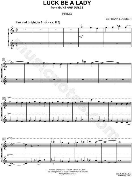 "Luck Be a Lady" from 'Guys and Dolls' Sheet Music in C Major - Download & Print - SKU: MN0115155