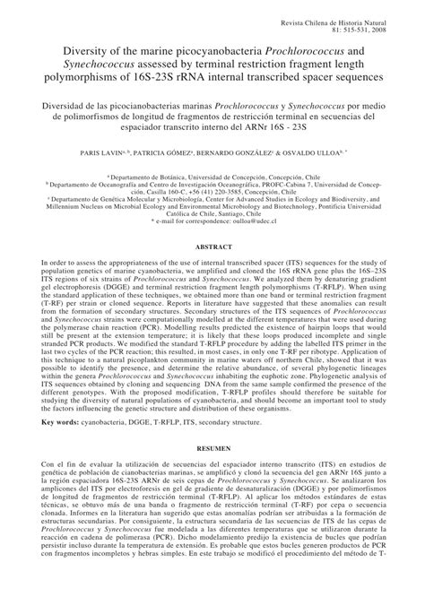 (PDF) Diversity of the marine picocyanobacteria Prochlorococcus and ...