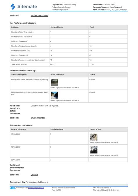 Monthly Construction Progress Report Template: Use This Inside Production Status Report Template ...