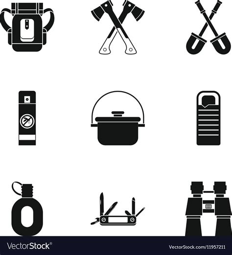 Hike icons set simple style Royalty Free Vector Image