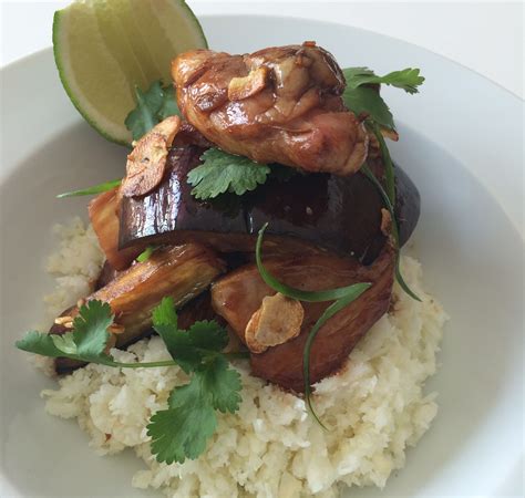 Rocco DiSpirito Recipe: Chicken with Glazed Eggplant and Cauliflower Rice - Fitbit Blog ...