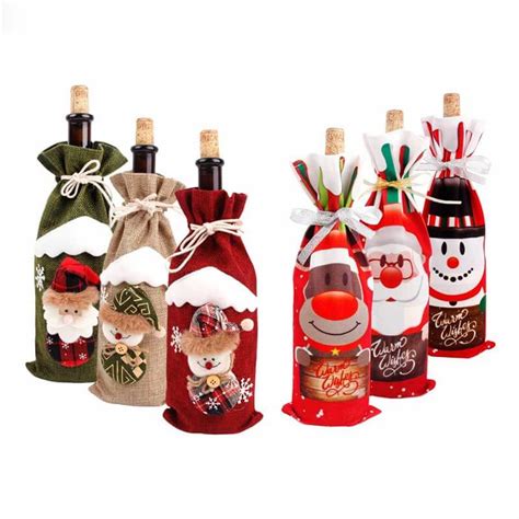 Santa Claus Wine Bottle Cover Christmas Decorations - Home & Garden