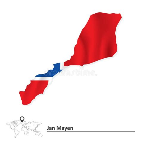 Map of Jan Mayen with flag stock vector. Illustration of territory - 125150920