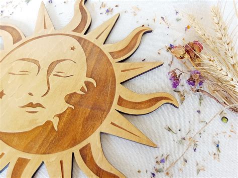 Sun moon celestial decoration Sun decor nursery Sun wall | Etsy