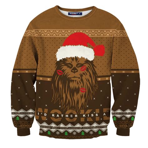 Chewbacca Star Wars Sweater, Kiss A Wookiee Unisex Wool Knitted 3D ...