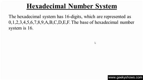 Hexadecimal Number System (Hindi) - YouTube