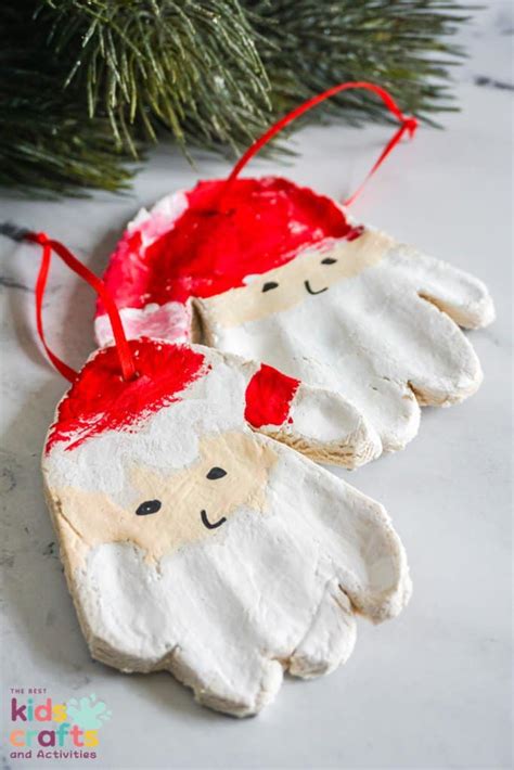 Salt Dough Handprint Santa Ornaments