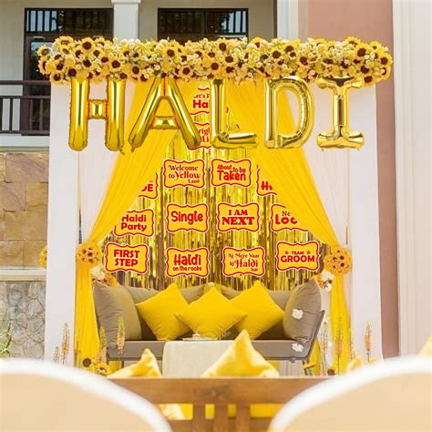 Zyozique Haldi Ceremony Decoration,Haldi Ceremony Decoration Kit, 1 Set Haldi Foil Balloon 2 ...