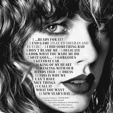 Taylor Swift Announces Reputation Tracklist - Stage Right Secrets