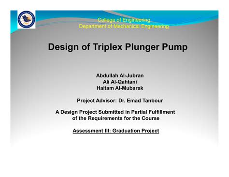 Design of Triplex Plunger Pump