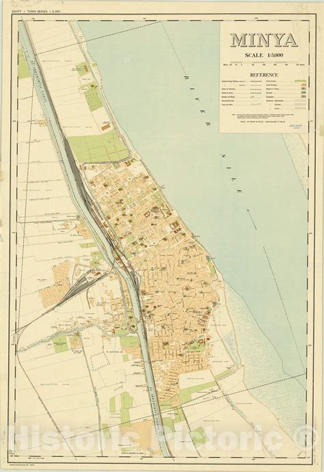 Map : Minya?, Egypt 1931, Minya , Antique Vintage Reproduction - Historic Pictoric