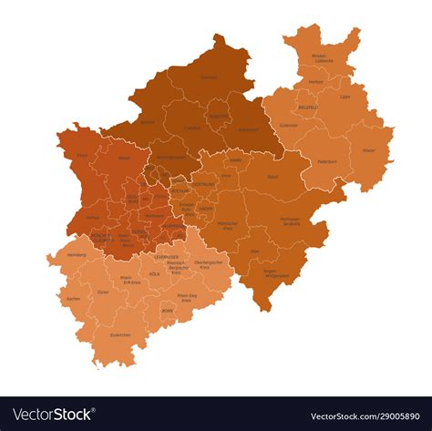 North rhine-westphalia map Royalty Free Vector Image