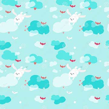 Vector Seamless Pattern with Cute Flying Rabbits Stock Vector - Illustration of baby, cute ...