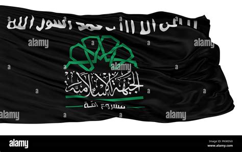 Islamic Front Syria Black Flag, Isolated On White Background, 3D ...