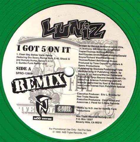 Luniz – I Got 5 On It (Remix) (1995, Green, Vinyl) - Discogs