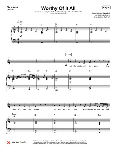 Worthy Of It All (Live) Sheet Music PDF (The Worship Initiative / Shane ...