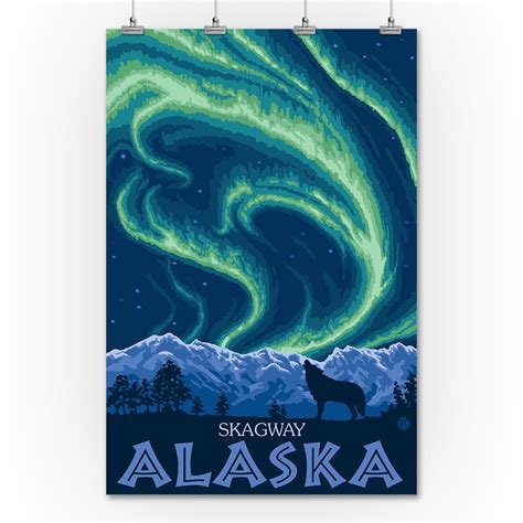 Northern Lights - Skagway, Alaska - LP Original Poster (36x54 Giclee Gallery Print, Wall Decor ...