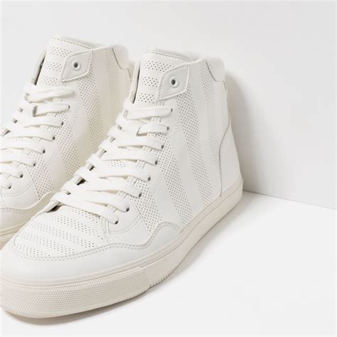 Zara White High-top Sneakers in White for Men | Lyst