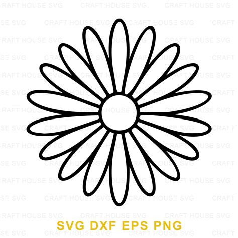 Minimal Daisy Outline SVG - Craft House SVG