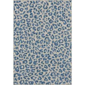 Unique Loom Azure Leopard Outdoor 9 ft. x 12 ft. Area Rug 3145225 - The Home Depot