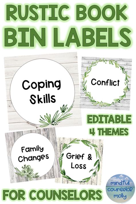 Rustic Farmhouse School Counselor Book Bin Labels | Book bin labels, School counselor, Counselors