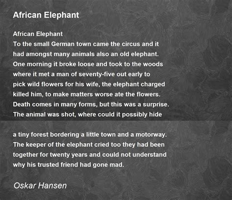 African Elephant - African Elephant Poem by Jan Oskar Hansen