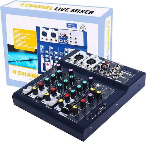 Buy 4 Channel Mixer,Portable USB Audio Mixer,48V Phantom Power Mixing ...