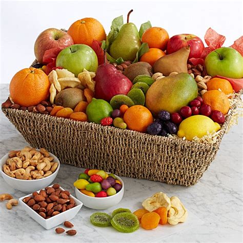 Fresh Fruit & Nut Gift Basket – Green Thumb Floral Boutique