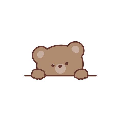 Premium Vector | Cute brown bear peeking vector illustration | Teddy bear drawing easy, Cute ...