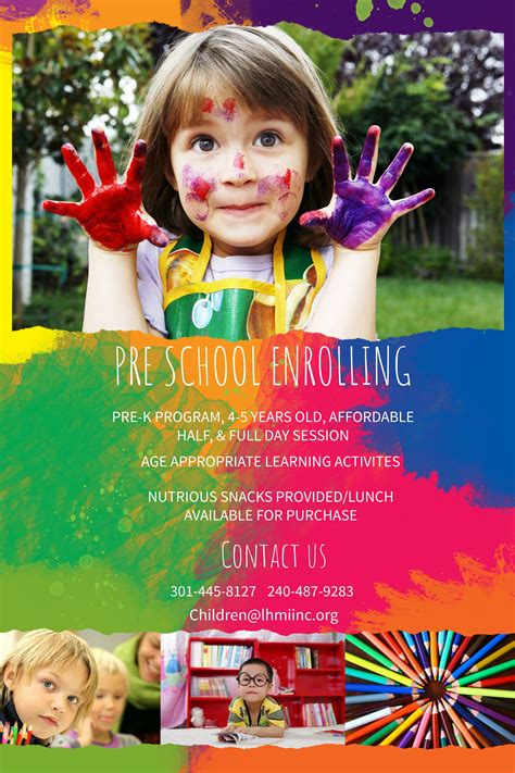 Preschool enrollment colorful poster/flyer template | Admissions poster ...