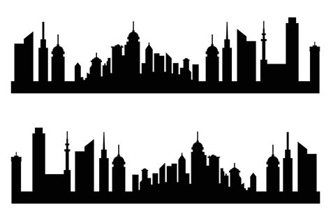 silhouette city of skyscrapers. Modern flat city architecture. urban ...