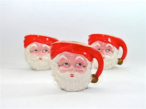 Set 3 Vintage Santa Mugs Santa Claus Drinkware Christmas | Etsy | Santa ...