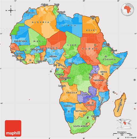 Political Simple Map of Africa, cropped outside