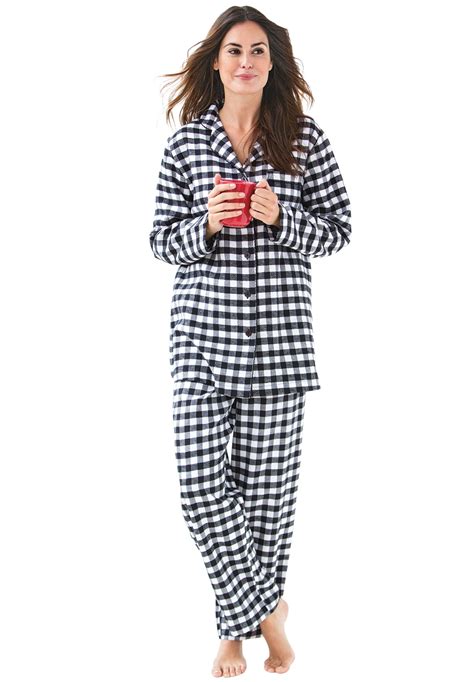 Dreams & Co. Women's Plus Size Classic Flannel Pajama Set Pajamas - Walmart.com