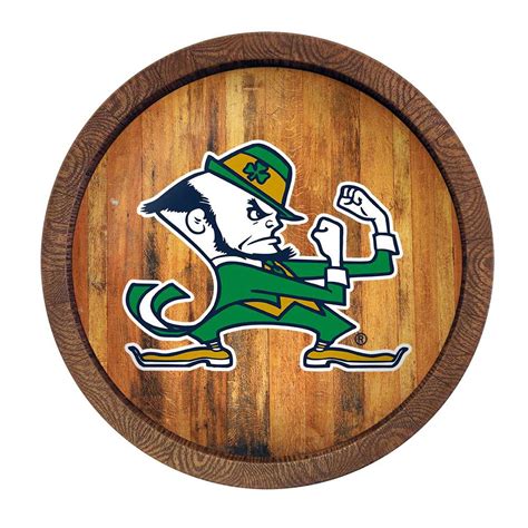 Notre Dame Fighting Irish: Leprechaun - "Faux" Barrel Top Sign