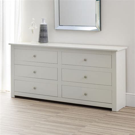 6 Drawer Chest of Drawers White Radley Bedroom Dresser RAD003 by Julian Bowen