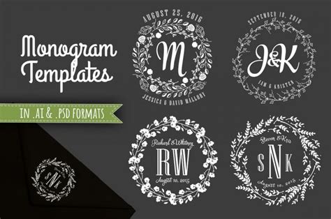 Wedding Monogram Templates - Wedding Initials Decorative Monograms - Monogram Design Template ...