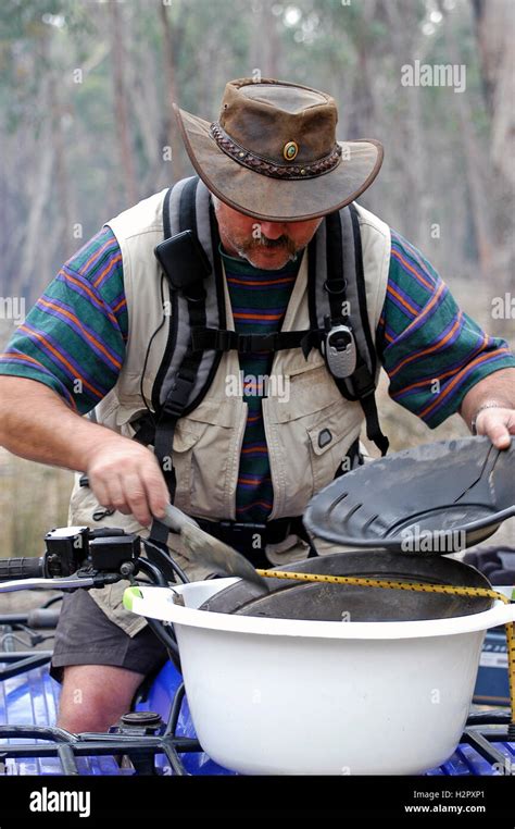 gold digger preparing his tool to leave to hunting to the gold nuggets Stock Photo - Alamy