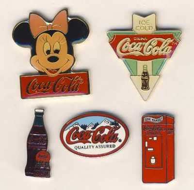 5 Coca Cola Lapel Pins Lot No.2 -- Antique Price Guide Details Page